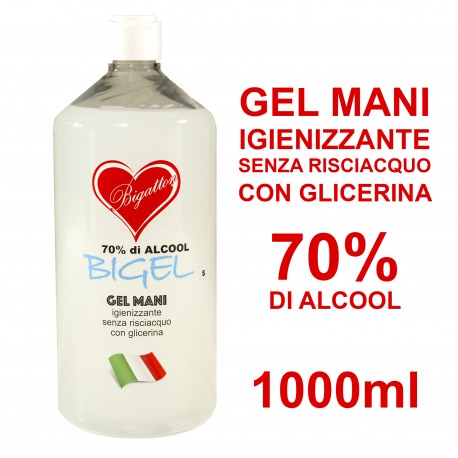 Gel Igienizzante mani senza risciacquo 70% di alcool 1000ml