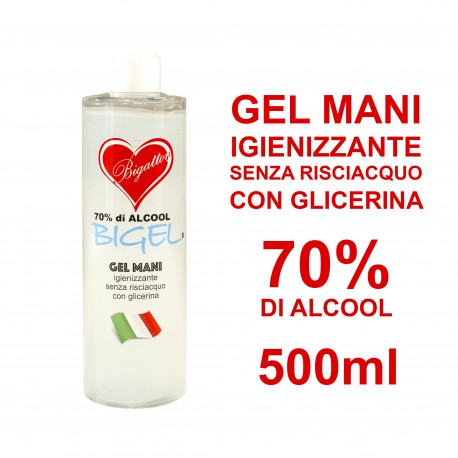 Gel Igienizzante mani senza risciacquo 70% di alcool 500ml