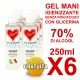 Gel Igienizzante mani senza risciacquo 70% di alcool 250ml X6